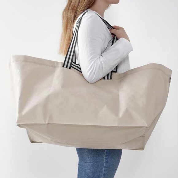 Reusable Shopping Tote Bag Ikea Beige Double Handle Large Solid mq - Picture 2 of 4